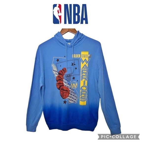 NBA authentic Golden State Warriors men blue hoodie sweater size M NWT - Picture 1 of 9